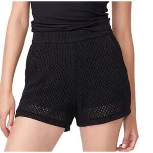 Monrow Open Knit Lounge Shorts Black Pull On Beach Cover Up Size S NWT